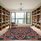 Coral Heart Lace Mandala Medallion Rug