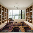 Ornate Violet Golden Arch Medallion Rug