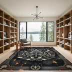 Metallic Acanthus Wreath Black Gold Border Rug