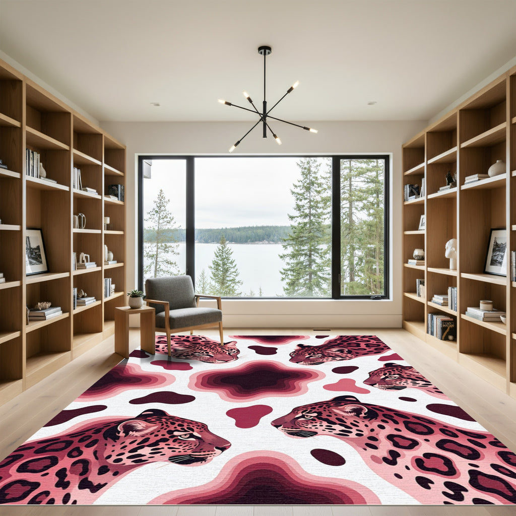 Pink Jaguar Spots Abstract Composition Rug