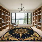 Ornate Golden Compass Star Medallion Rug