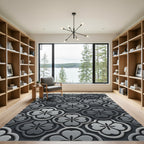 Sophisticated Gray Clover Geometric Embossed Rug