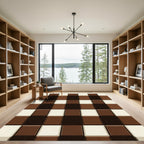 Chocolate Brown Stitched Checkerboard Rug