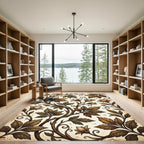 Vintage Earthy Floral Vine Scroll Rug
