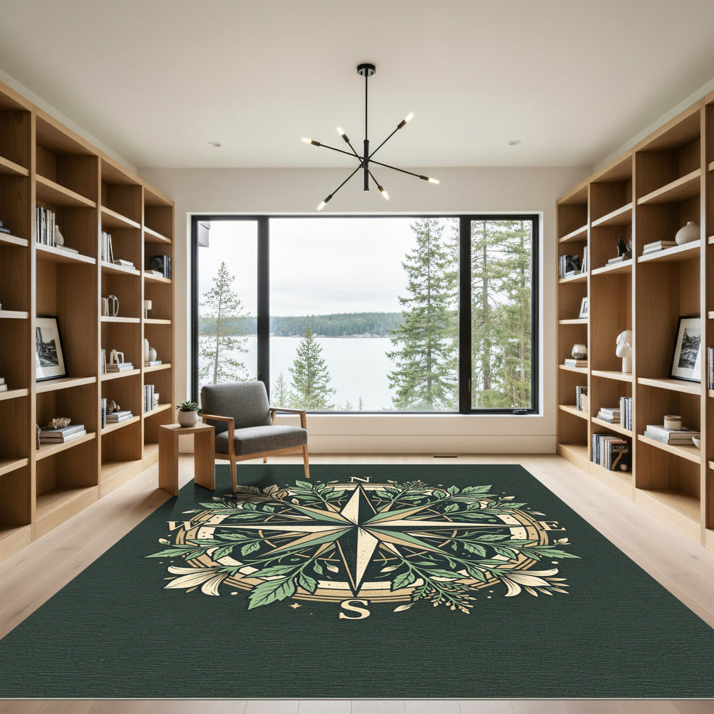Botanical Compass Floral Sage Medallion Rug