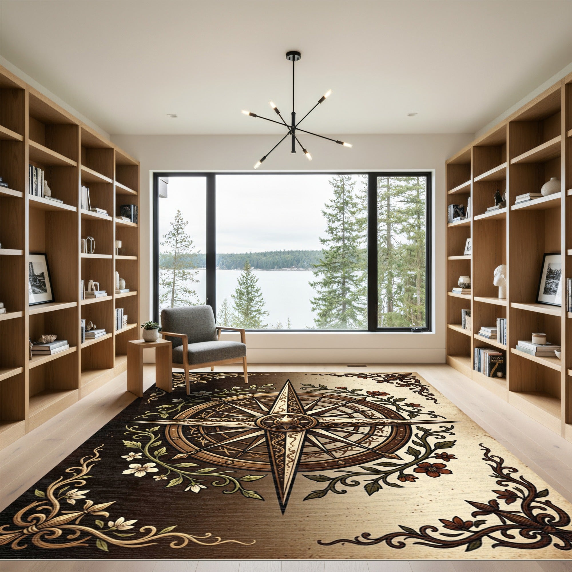 Vintage Floral Compass Medallion Rug