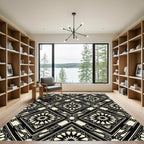 Monochrome Geometric Star Diamond Tile Rug