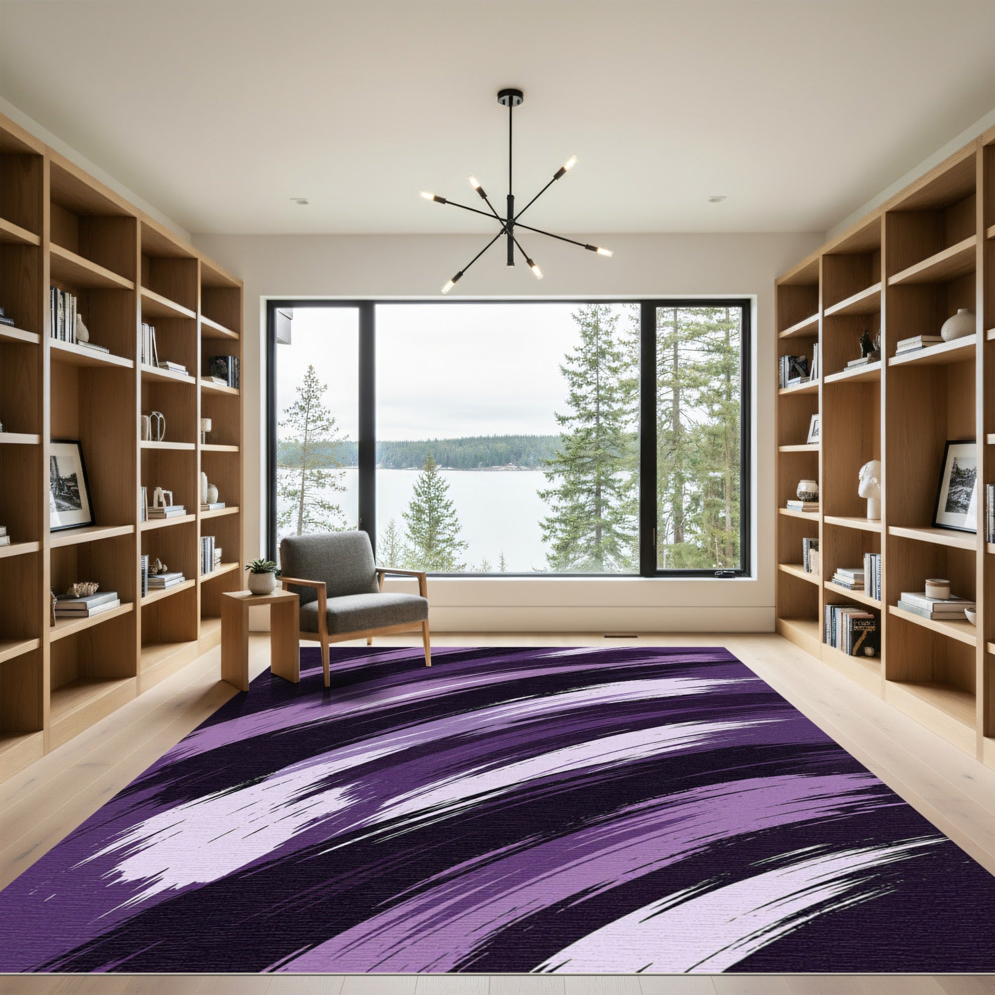 Abstract Purple Swirl Brush Stroke Rug