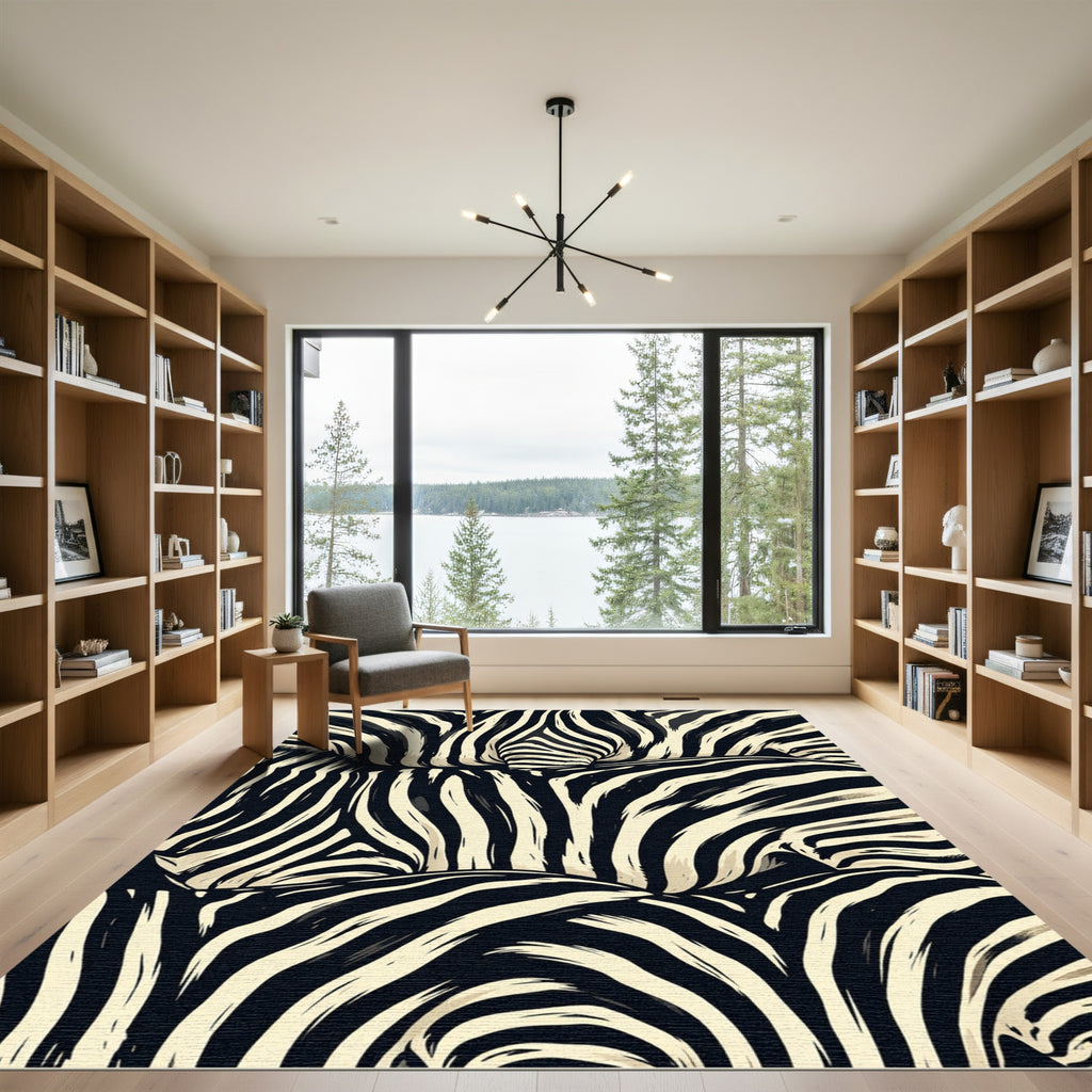 Striking Zebra Stripe Abstract Image Rug