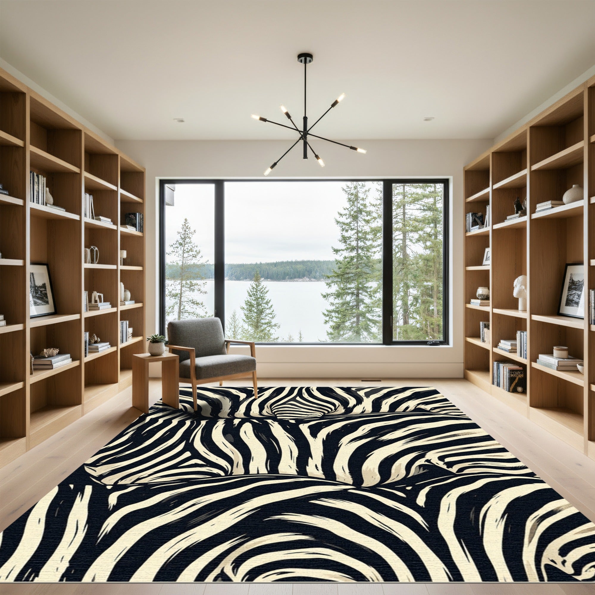 Striking Zebra Stripe Abstract Image Rug