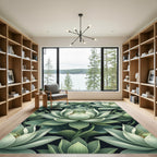 Sage Green Lotus Water Lily Rug