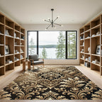 Gilded Baroque Floral Damask Rug
