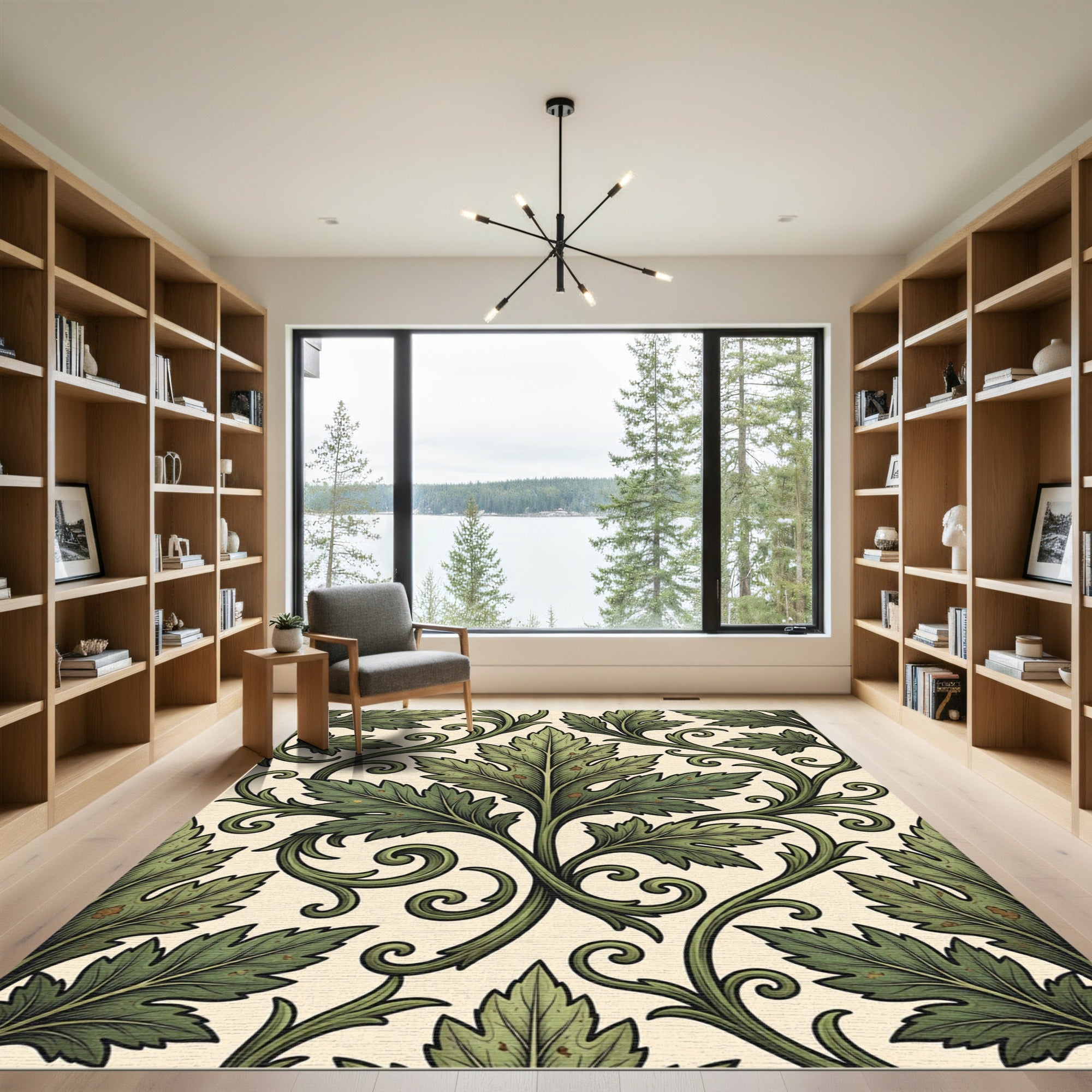 Sage Green Acanthus Scroll Leaf Rug