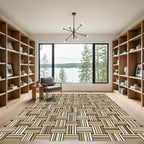 Modern Earthy Toned Woven Grid Rug
