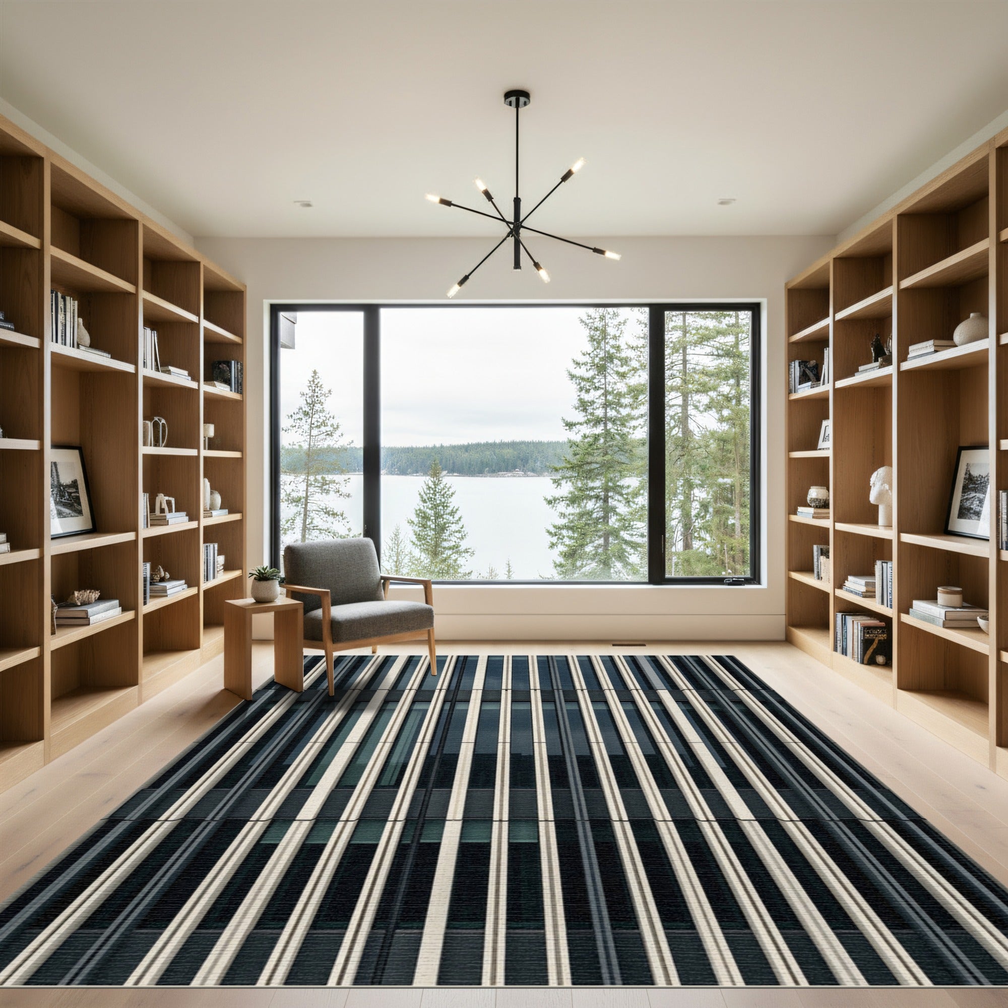 Minimalist Monochrome Vertical Skyscraper Stripe Rug