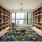 Highland Cow Scenic Meadow Floral Art Rug