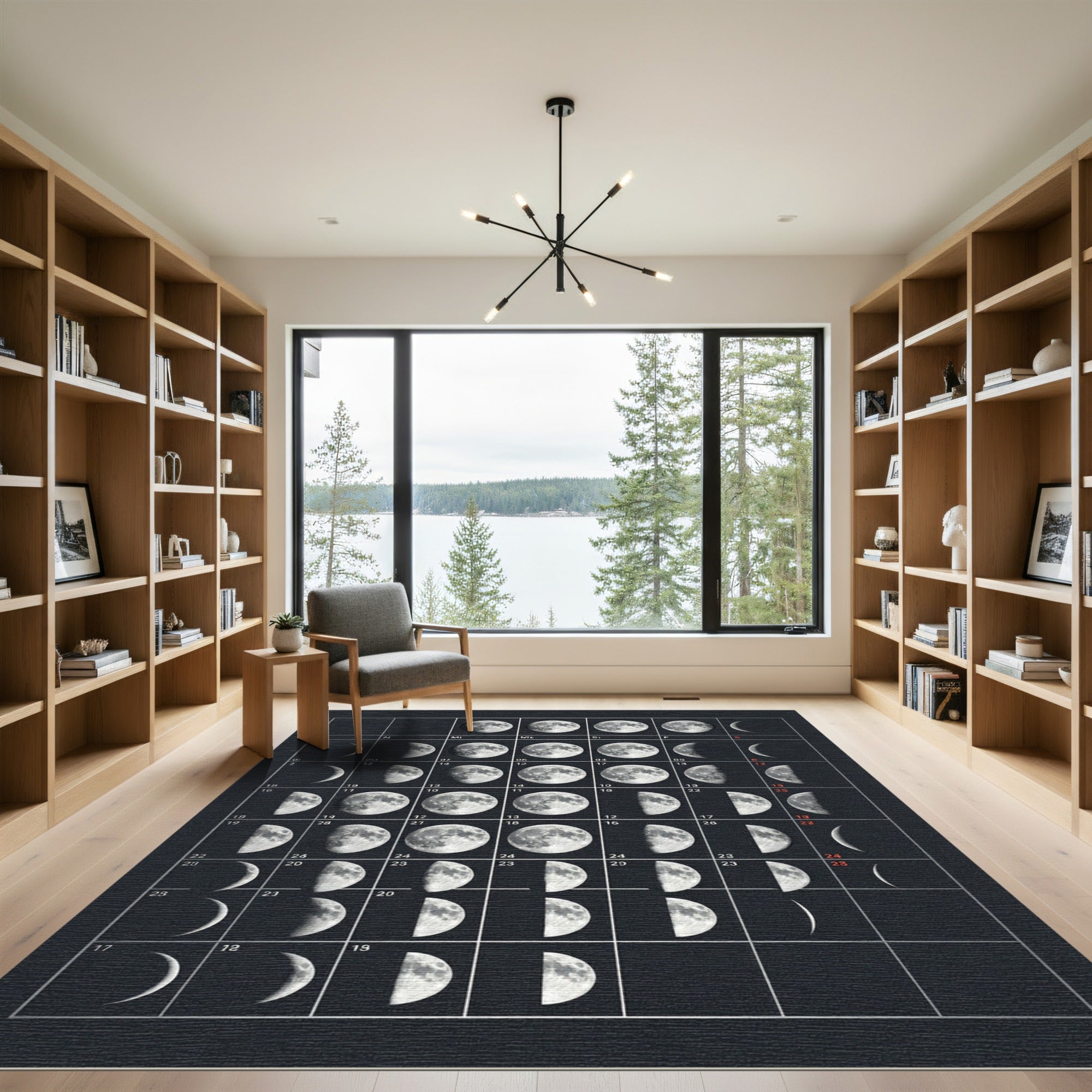 Lunar Cycle Grid Astronomy Wall Art Rug