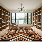 Warm Terracotta Geometric Chevron Rug