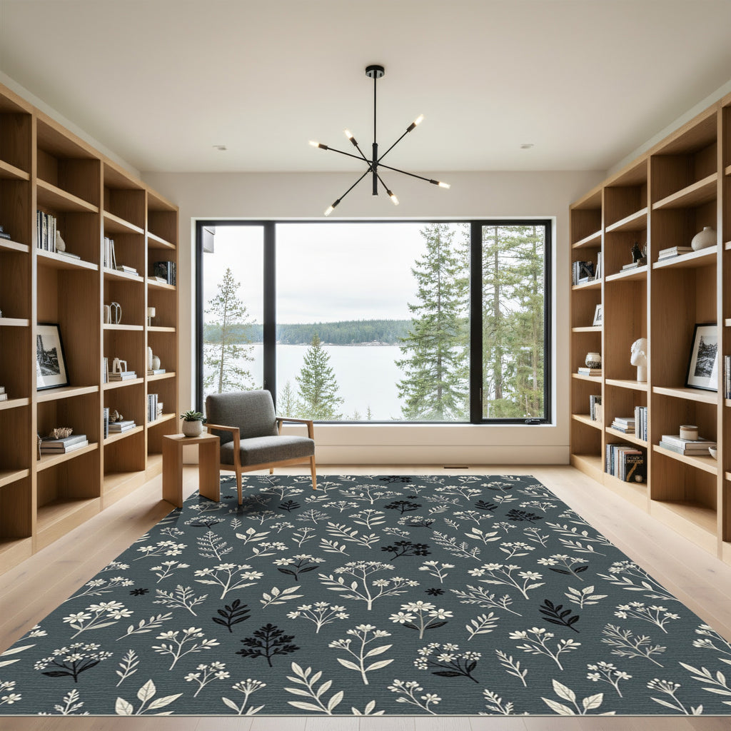 Delicate Floral Spray Woodland Motif Rug