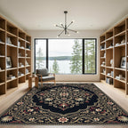 Ornate Floral Medallion Red Gold Rug