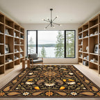 Earthy Gold Floral Paisley Medallion Rug