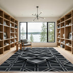 Monochromatic Gray Geometric 3D Cube Rug