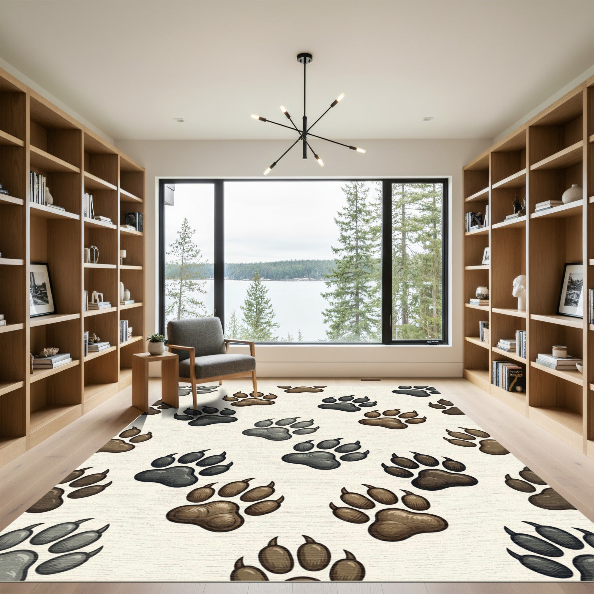 Earth Tone Wild Animal Paw Print Rug