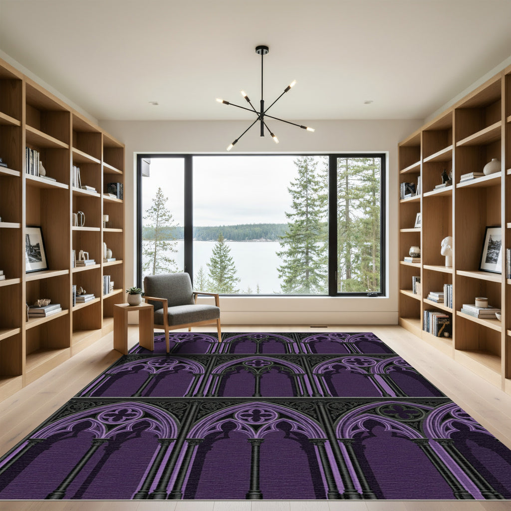 Gothic Purple Cathedral Arch Tile Rug