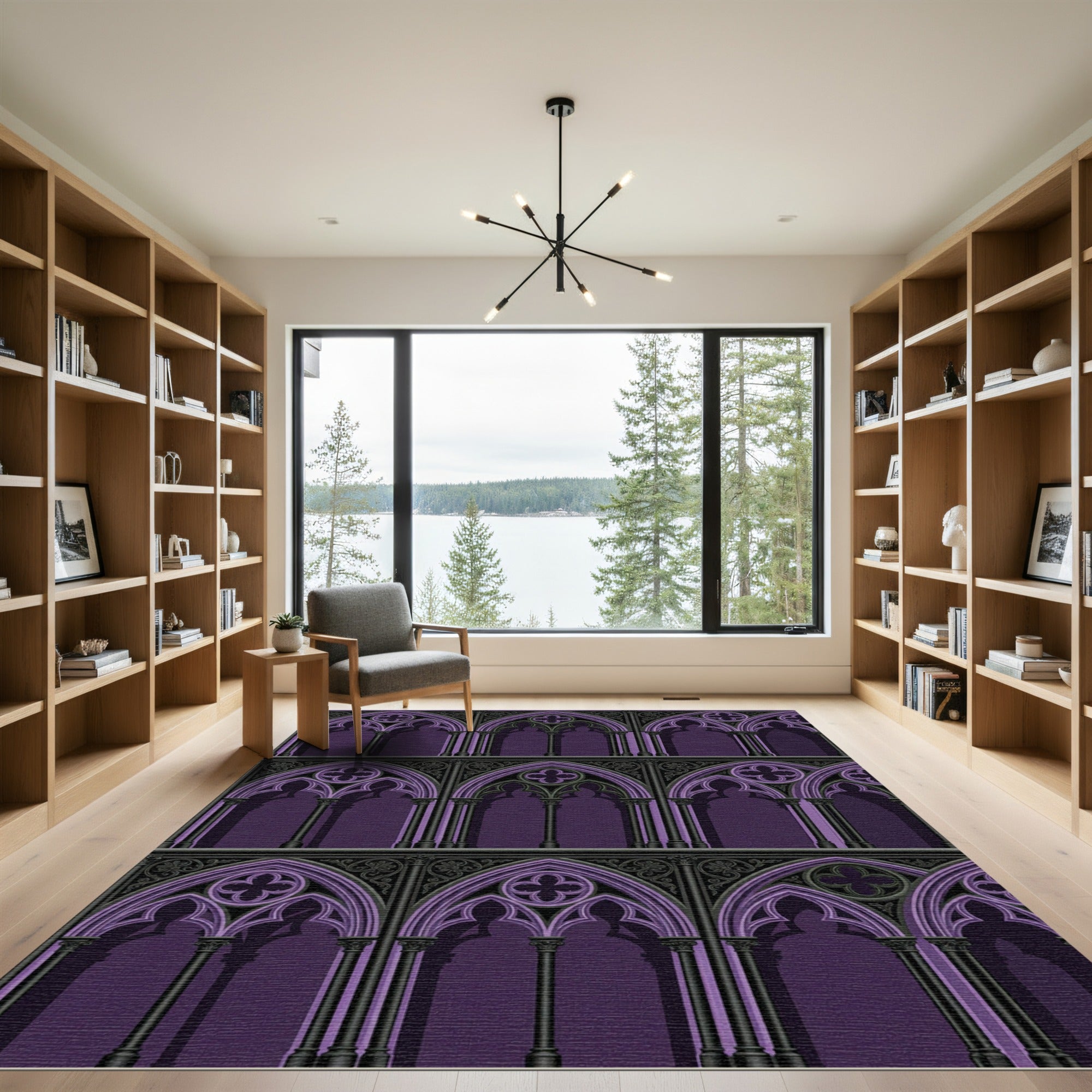 Gothic Purple Cathedral Arch Tile Rug
