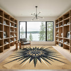 Earthy Green Thistle Compass Star Medallion Rug