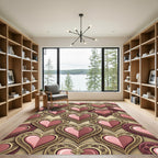 Ornate Pink Heart Emblem Rug