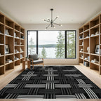 Modern Monochromatic Interwoven Structural Grid Rug