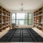 Dark Gray Modern Geometric Grille Rug