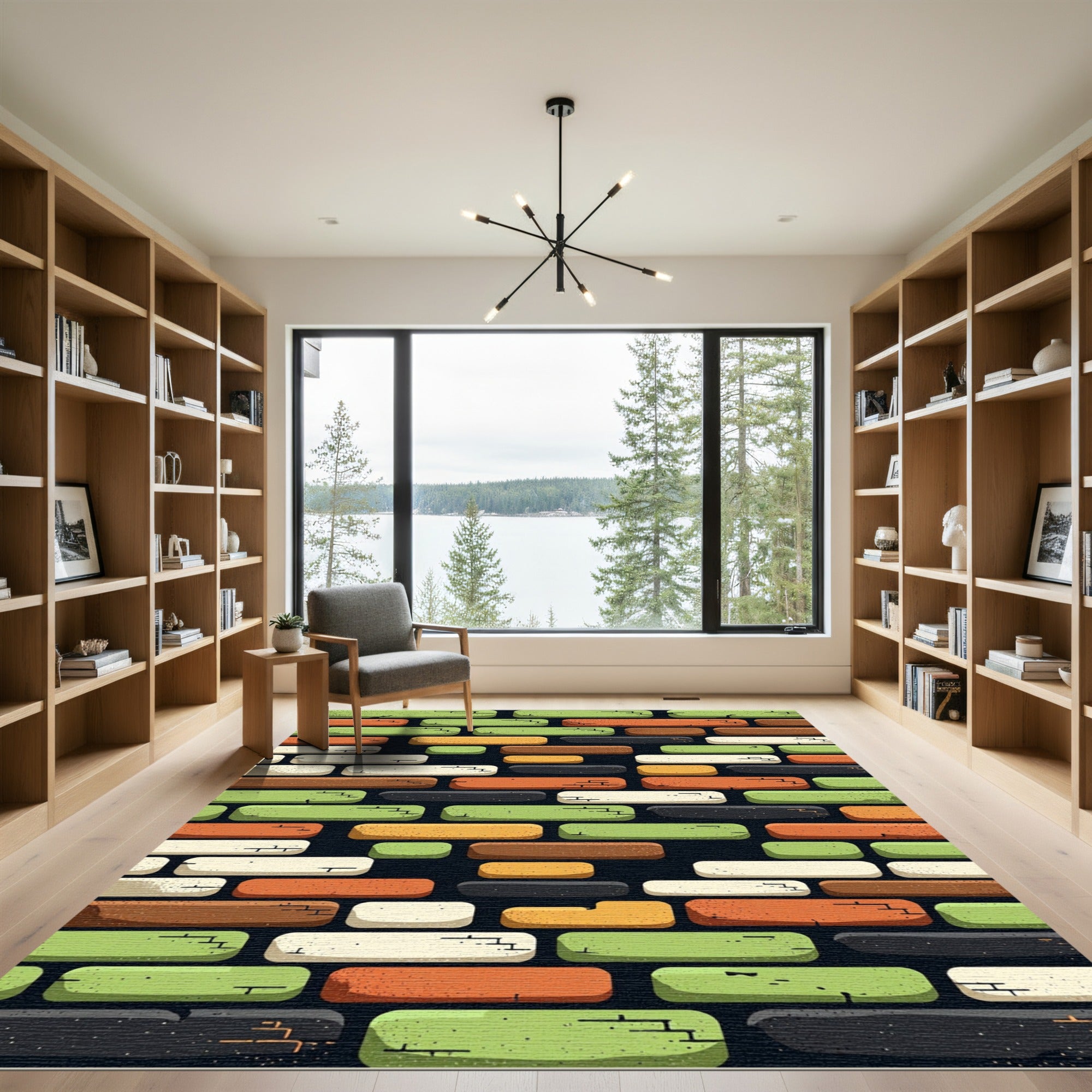 Rustic Multicolored Brick Wall Texture Rug