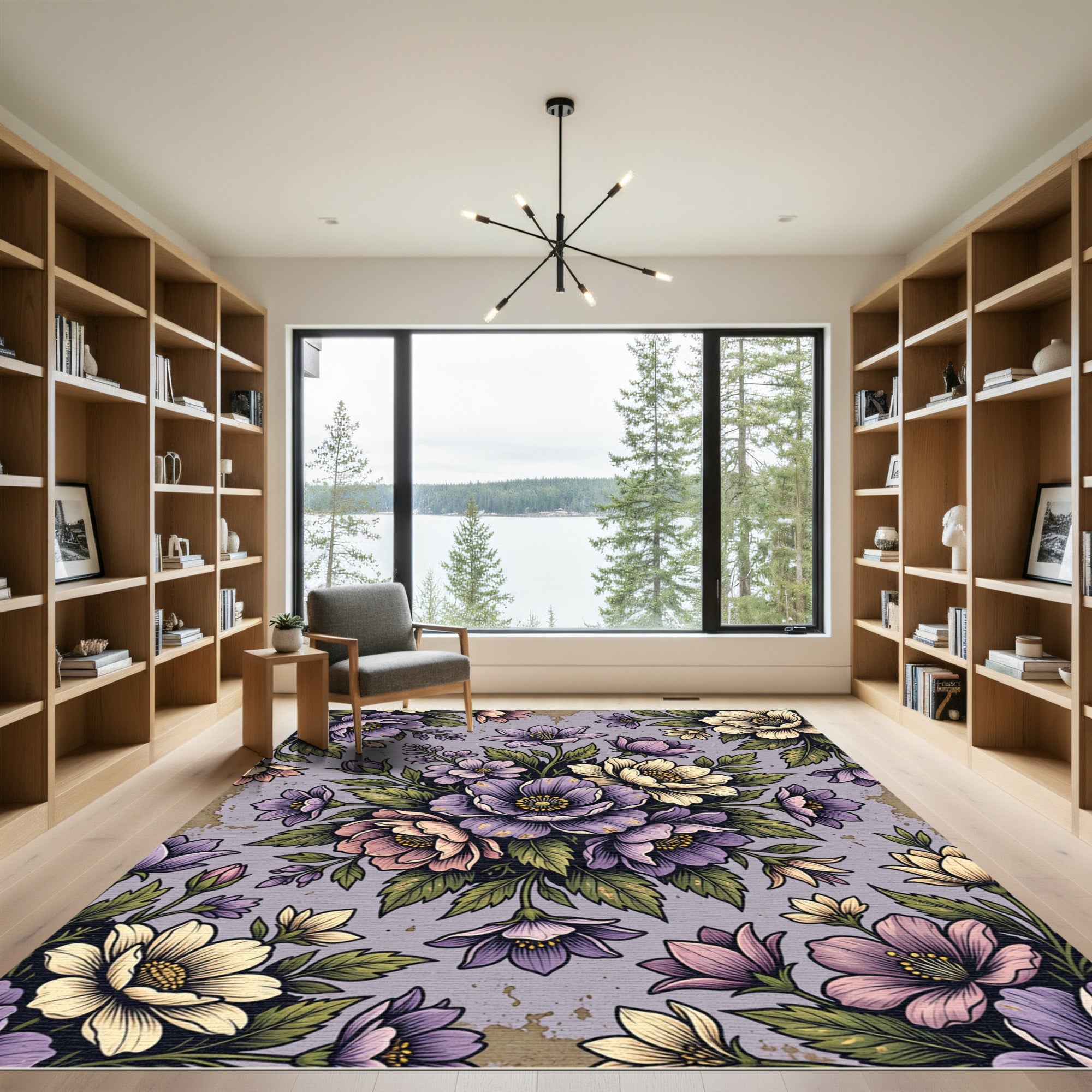 Elegant Lavender Floral Bouquet Arrangement Rug