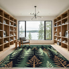Dark Forest Pine Tree Silhouette Rug