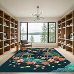 Floral Pagoda Zen Teal Area Rug