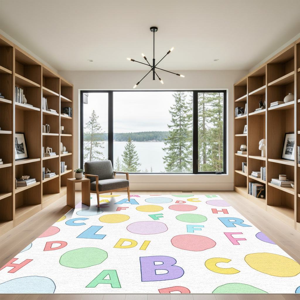 Playful Alphabet Dots Pastel Rug