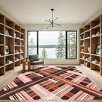 Crimson Tan Plaid Intersecting Lines Rug