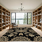 Gold Arrow Geometric Ancestral Black Tapestry Rug