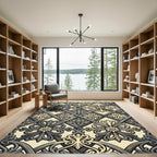 Ornate Gray Floral Lattice Rug