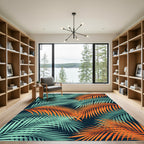 Vibrant Tropical Palm Leaf Foliage Rug