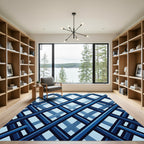 Deep Blue Intersecting Lattice Rug