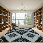 Monochromatic Gray Geometric Aztec Diamond Rug