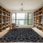 Dark Grey Quatrefoil Arabesque Rug
