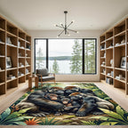 Majestic Gorilla Family Lush Forest Rug