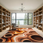 Abstract Caramel Swirl Earth Tone Rug
