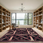 Geometric Symmetrical Wooden Lattice Art Rug