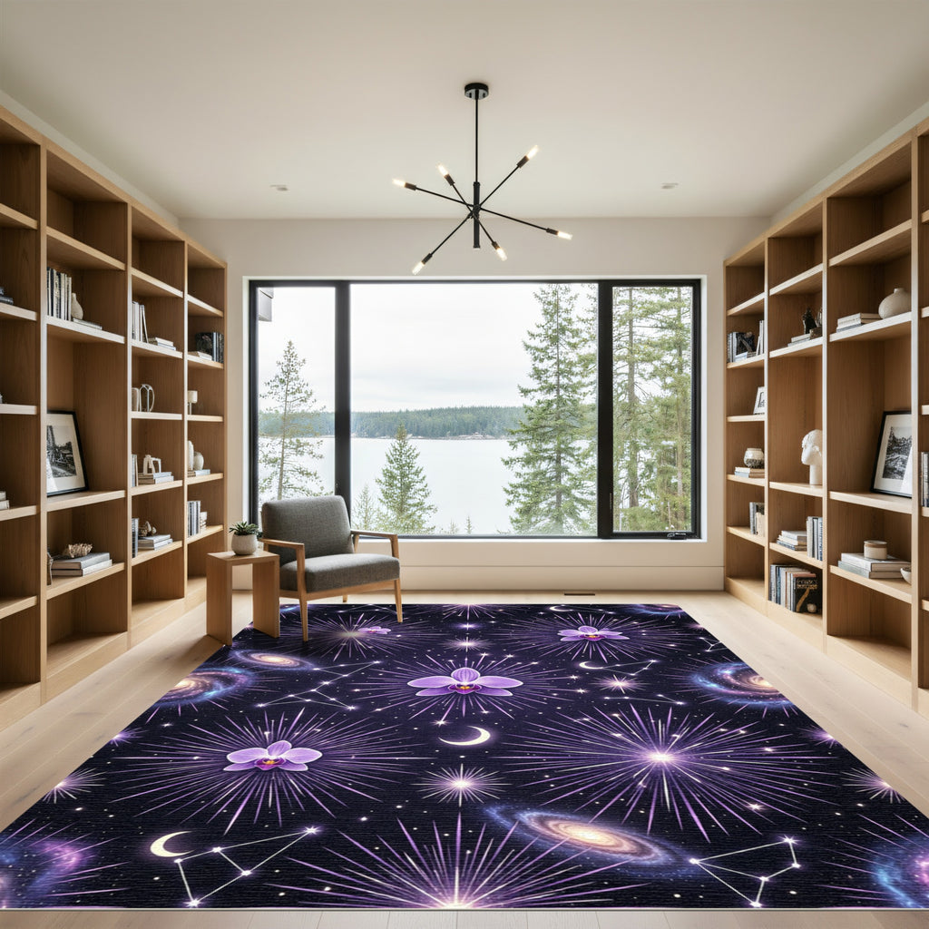 Purple Galaxy Orchid Explosion Celestial Rug