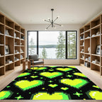 Neon Pixel Heart Glowing Glow Rug